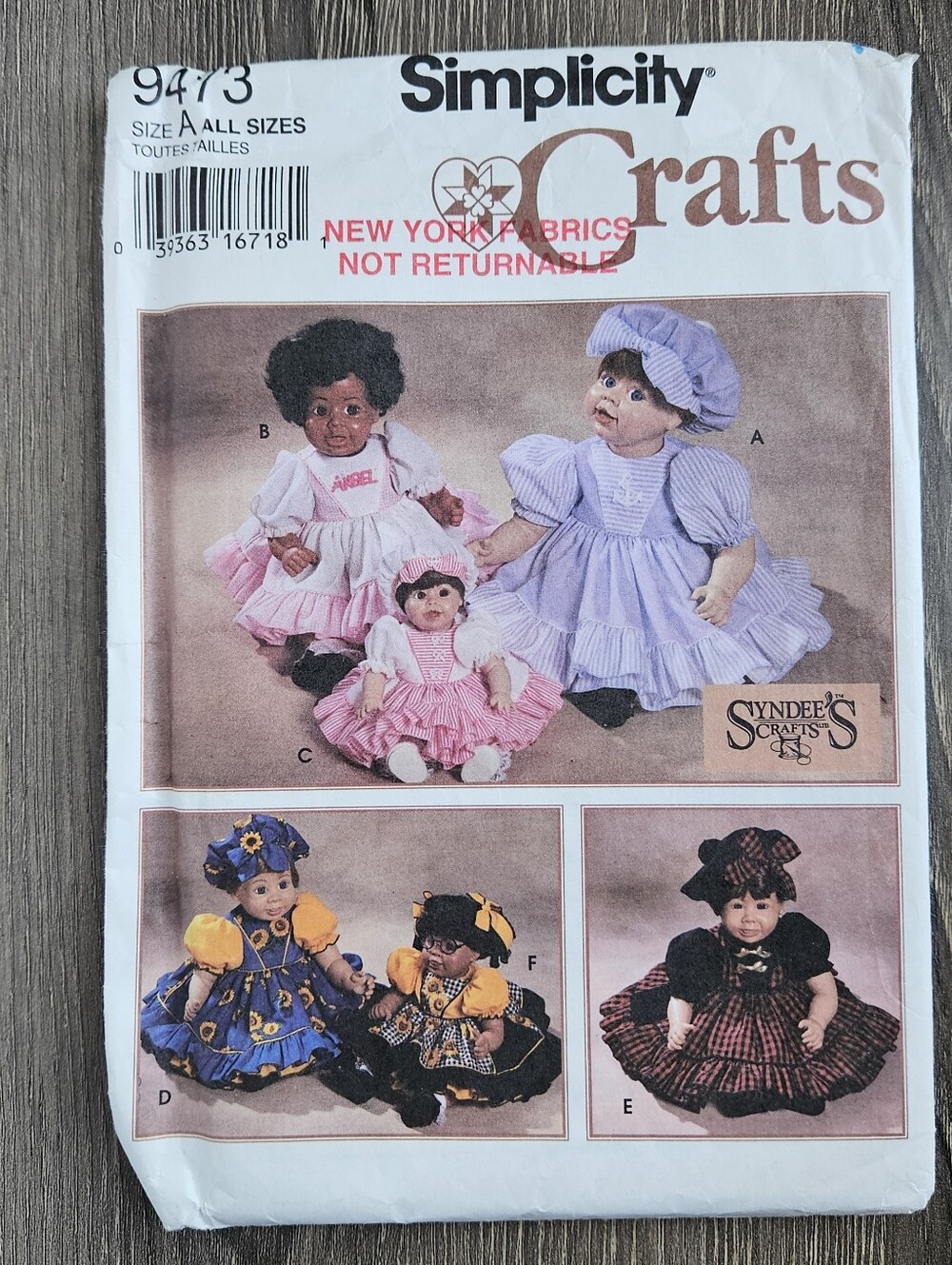 NEW Simplicity 9473 Doll Clothes in Three Sizes Pattern